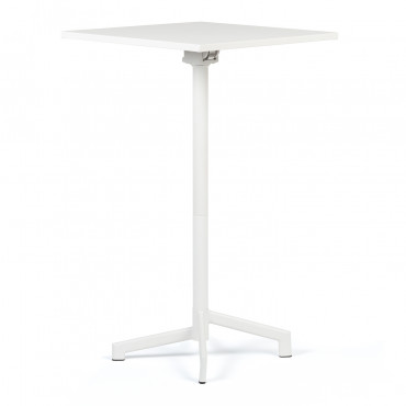 Square Bar Table 60x60 Cm Foldable And Convertible Into 2 Heights In Steel Dely White - Sklum