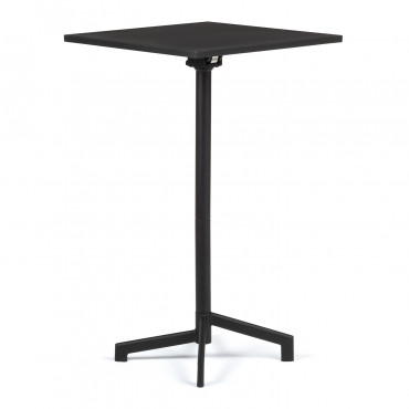 Square Bar Table 60x60 Cm Foldable And Convertible Into 2 Heights In Steel Dely Black - Sklum
