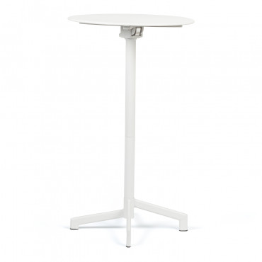 Round Bar Table Ø60 Cm Foldable And Convertible Into 2 Heights In Steel Dely White - Sklum