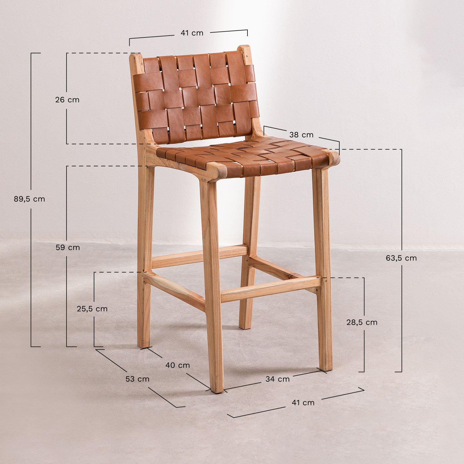 Wood & Leather High Stool Zaid SKLUM