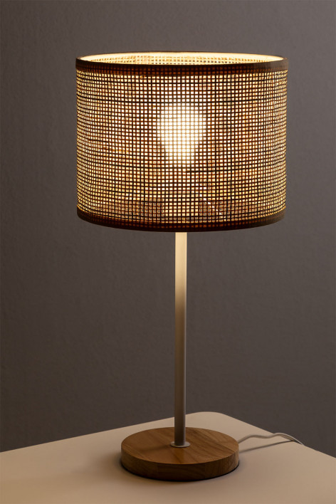 SKLUM Stehlampe Satu Aus Rattan & Leinen – 152 Cm, Beige, E27-Fassung