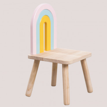 Wooden Chair Mini Rainbow Kids Natural Wood - Sklum
