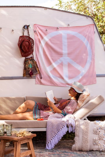 Cotton Fabric Tapestry Peace & Love 