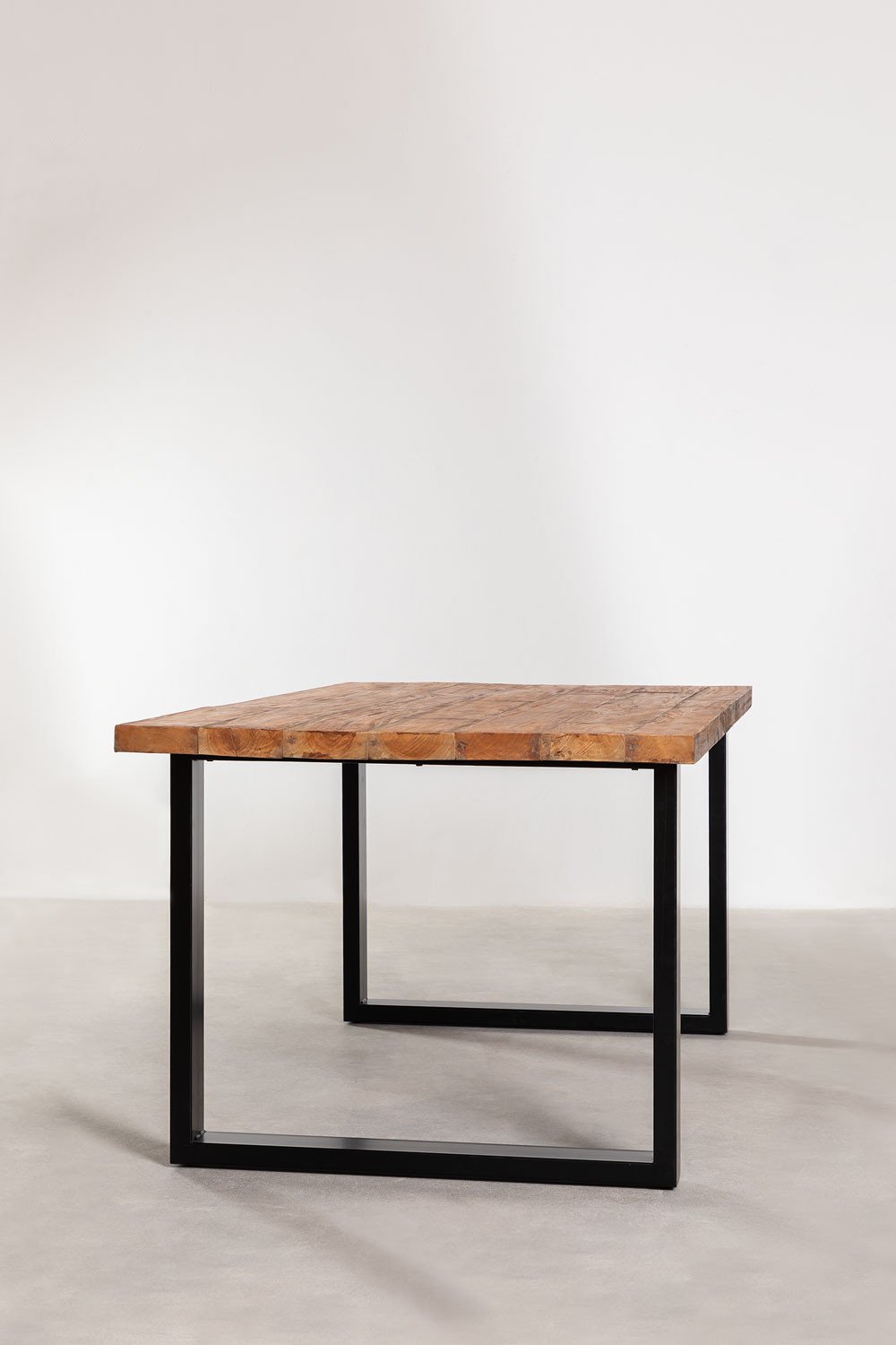 Rectangular dining table 200x100 cm in acacia wood and steel Milet, gallery image 4