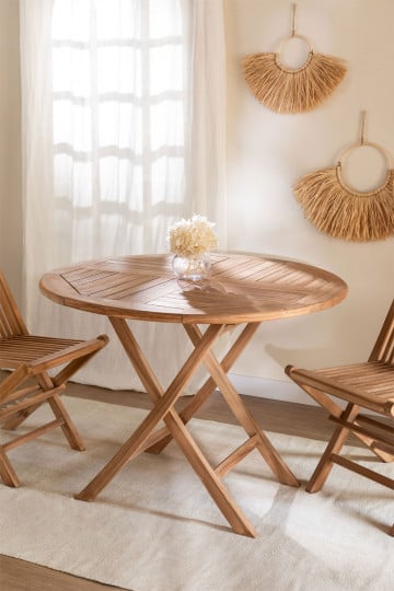 Teak Wood Foldable Dining Table (Ø100 cm) Pira 