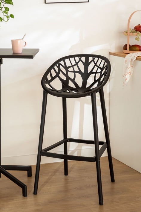 High stool 65 cm in black polypropylene Ores