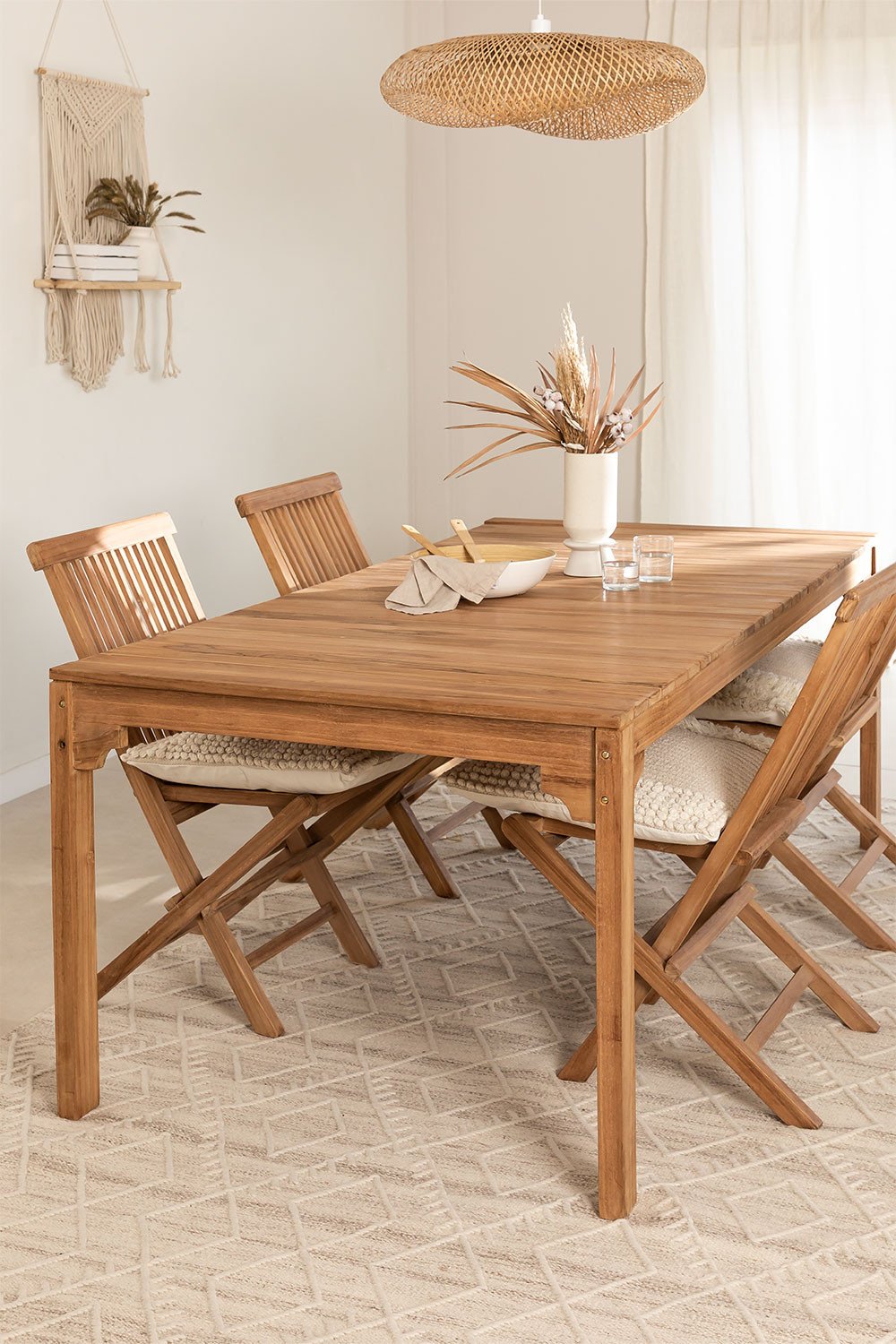 Rectangular Dining Table in Teak Wood (200x100 cm) Donal, gallery image 1
