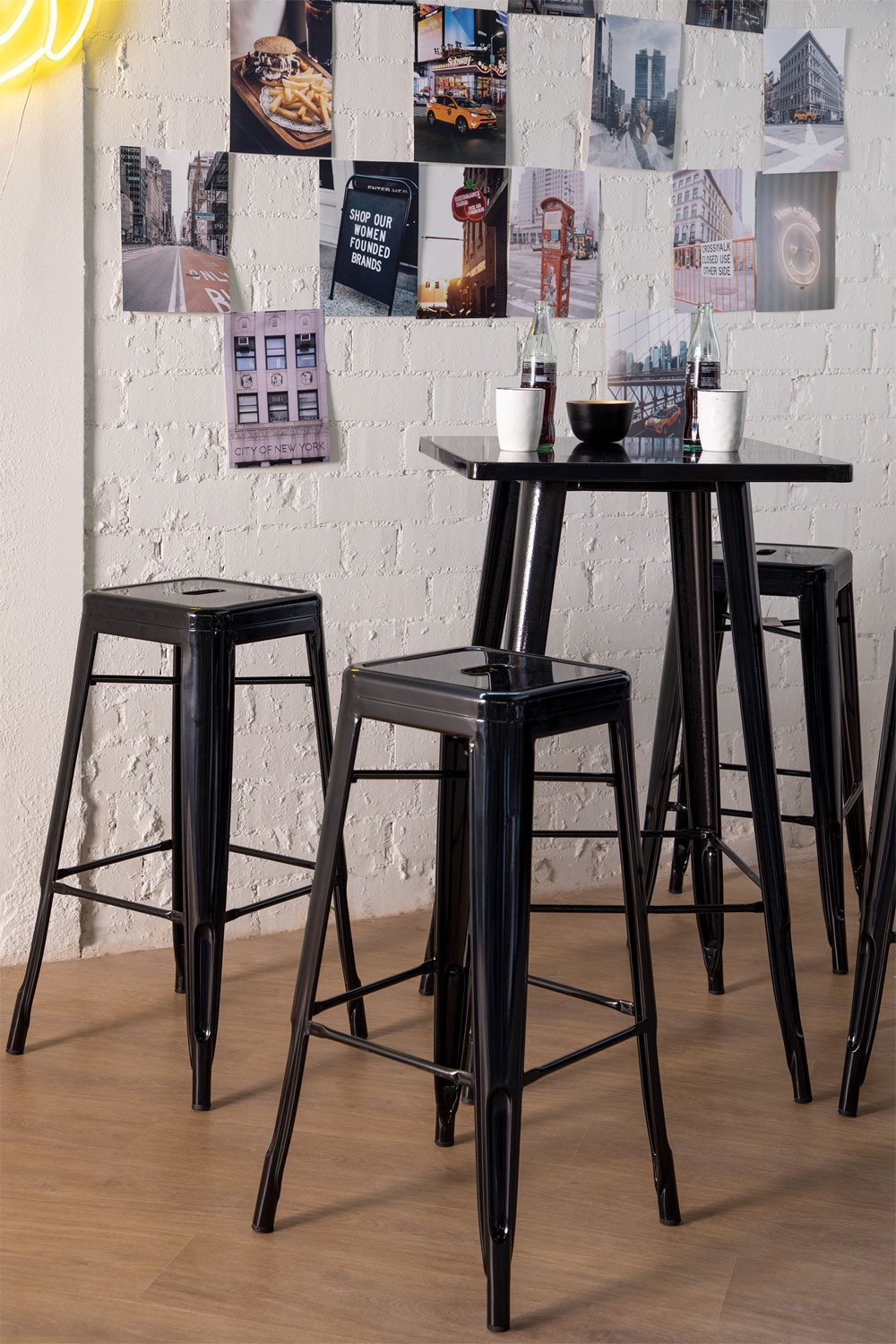 Set of  4 Steel Stools & High Table  LIX, gallery image 1