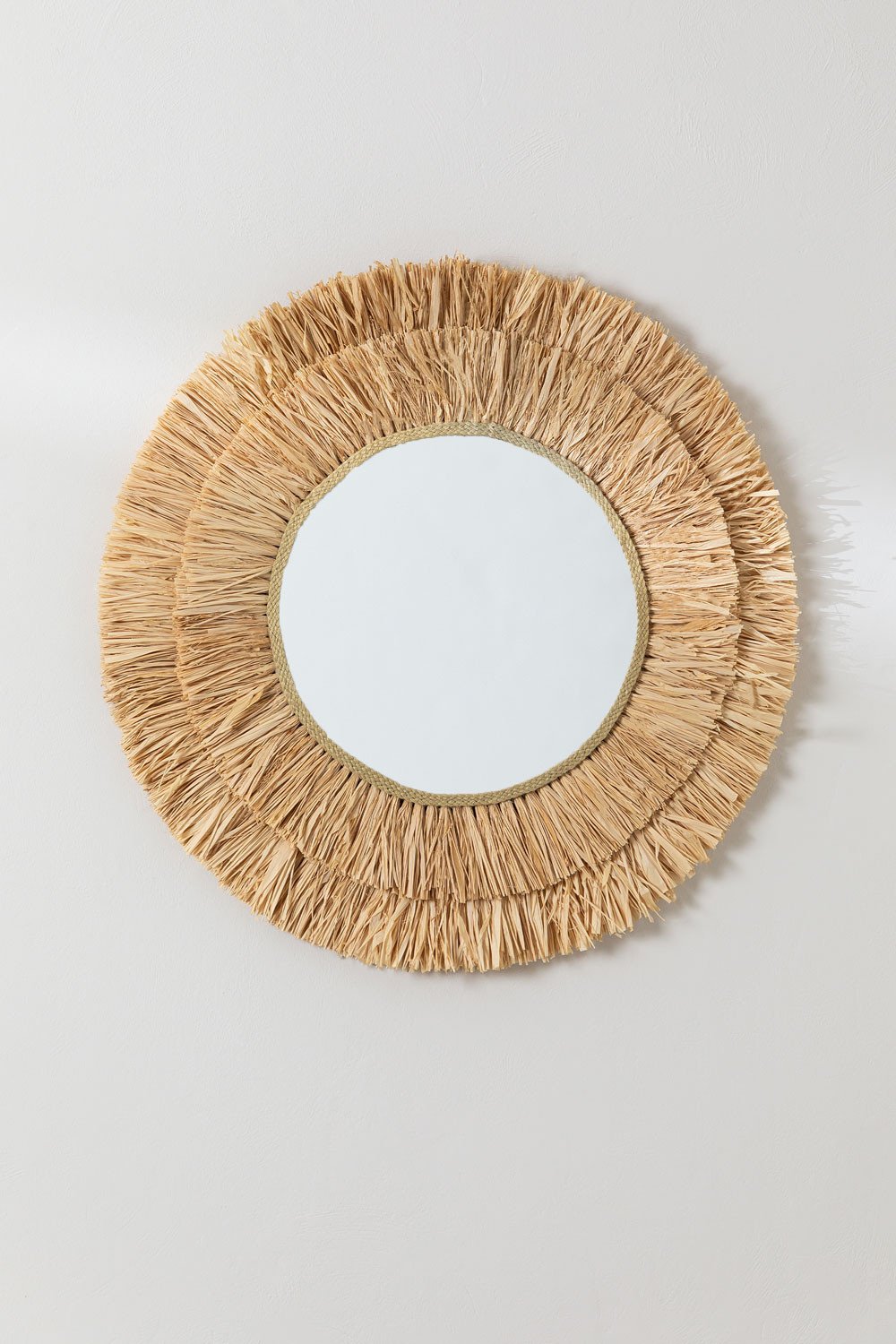 Round Raffia Wall Mirror Willow, gallery image 2