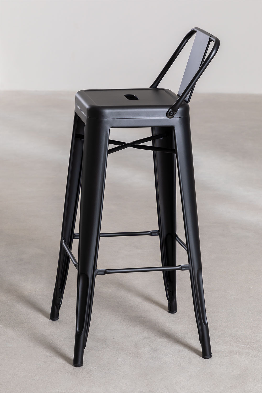 Metal stool deals with back