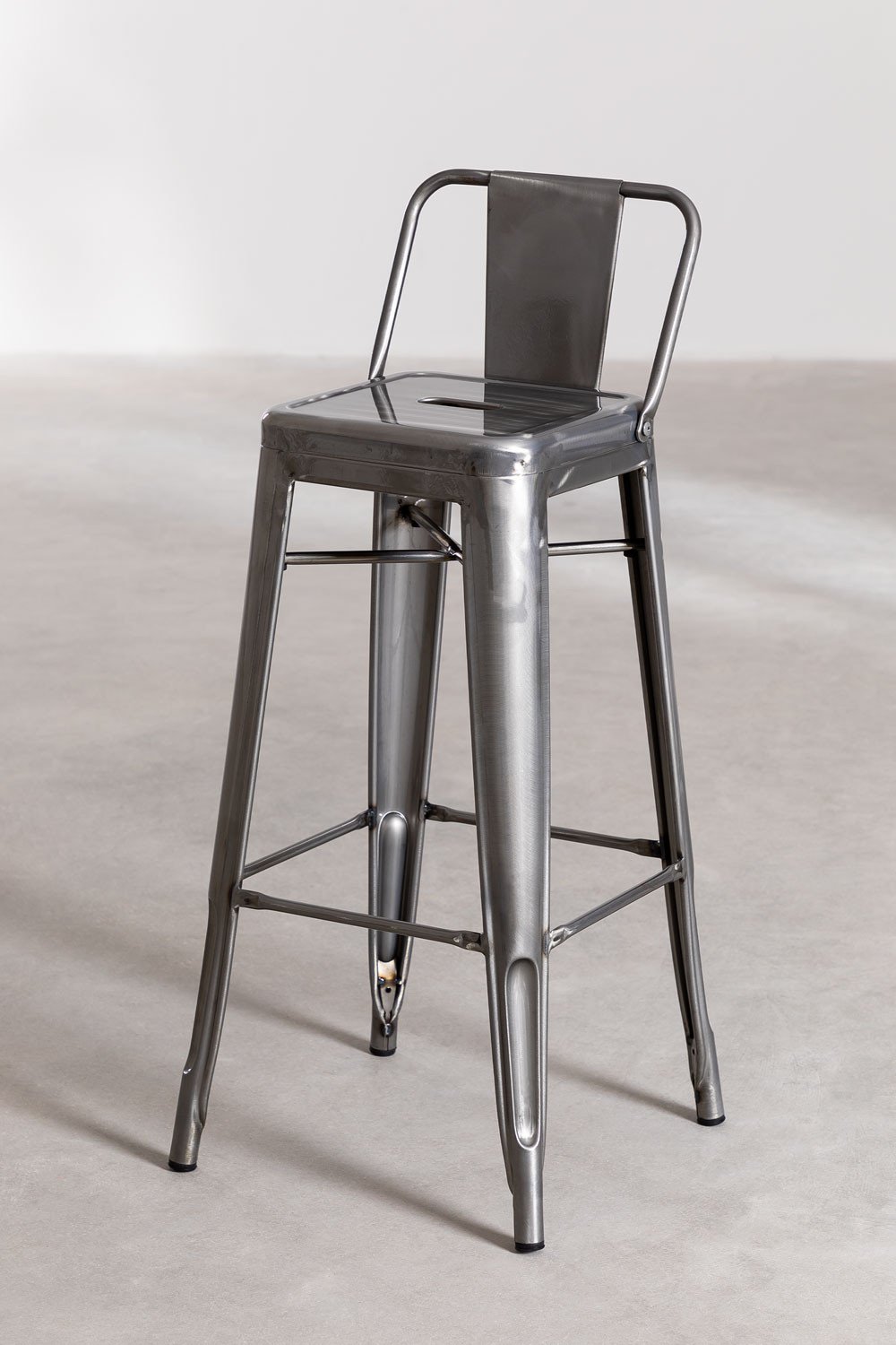 High Stool with Steel Brushed Backrest (76 cm) LIX , gallery image 2