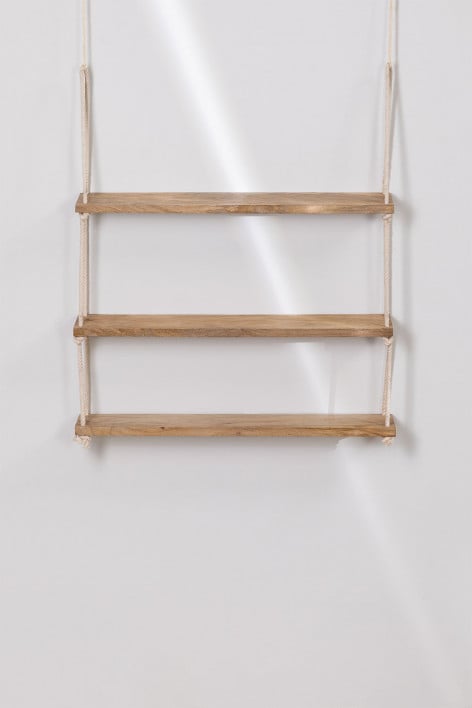Daven Mango Wood and Rope Wall Shelf Style