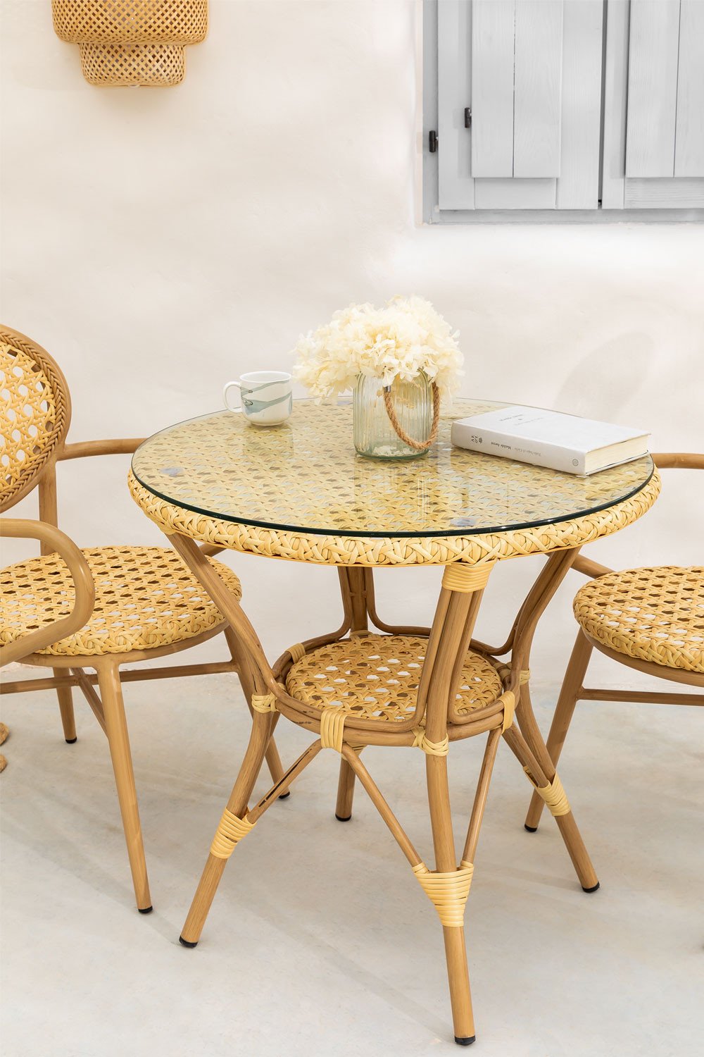 Round Synthetic Rattan Garden Table (Ø75 cm) Siena, gallery image 1