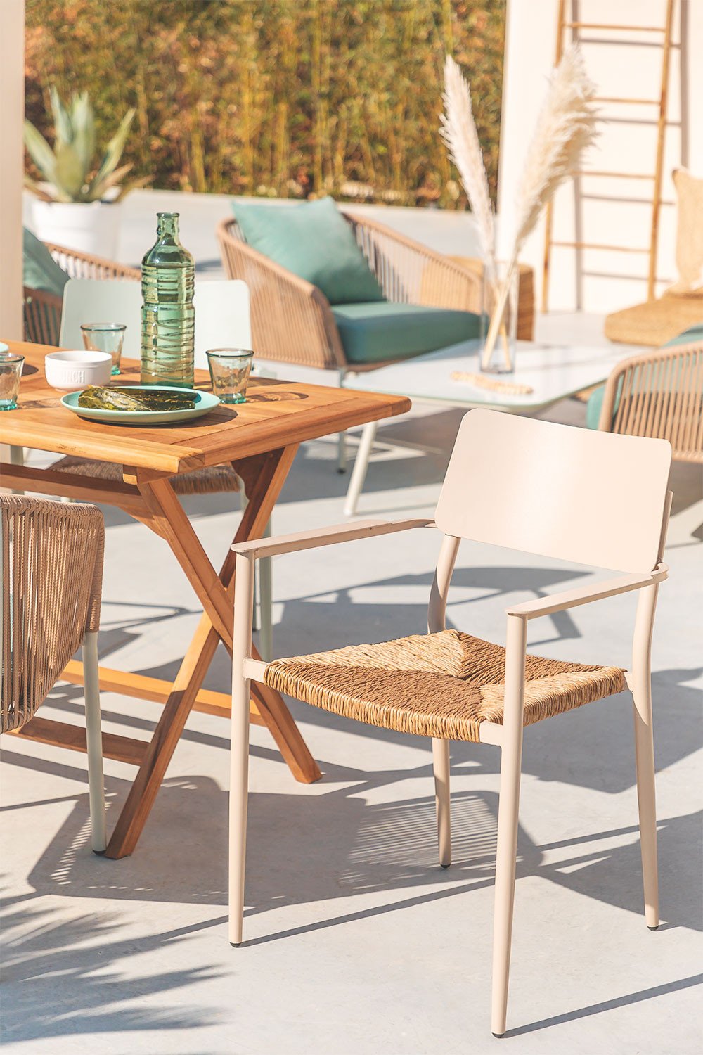 Pack 2 Stackable Aluminium Garden Chairs Amadeu SKLUM