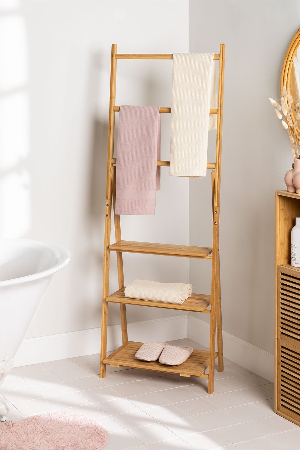 Floor Towel Rack with Bamboo Shelves Laos, gallery image 1