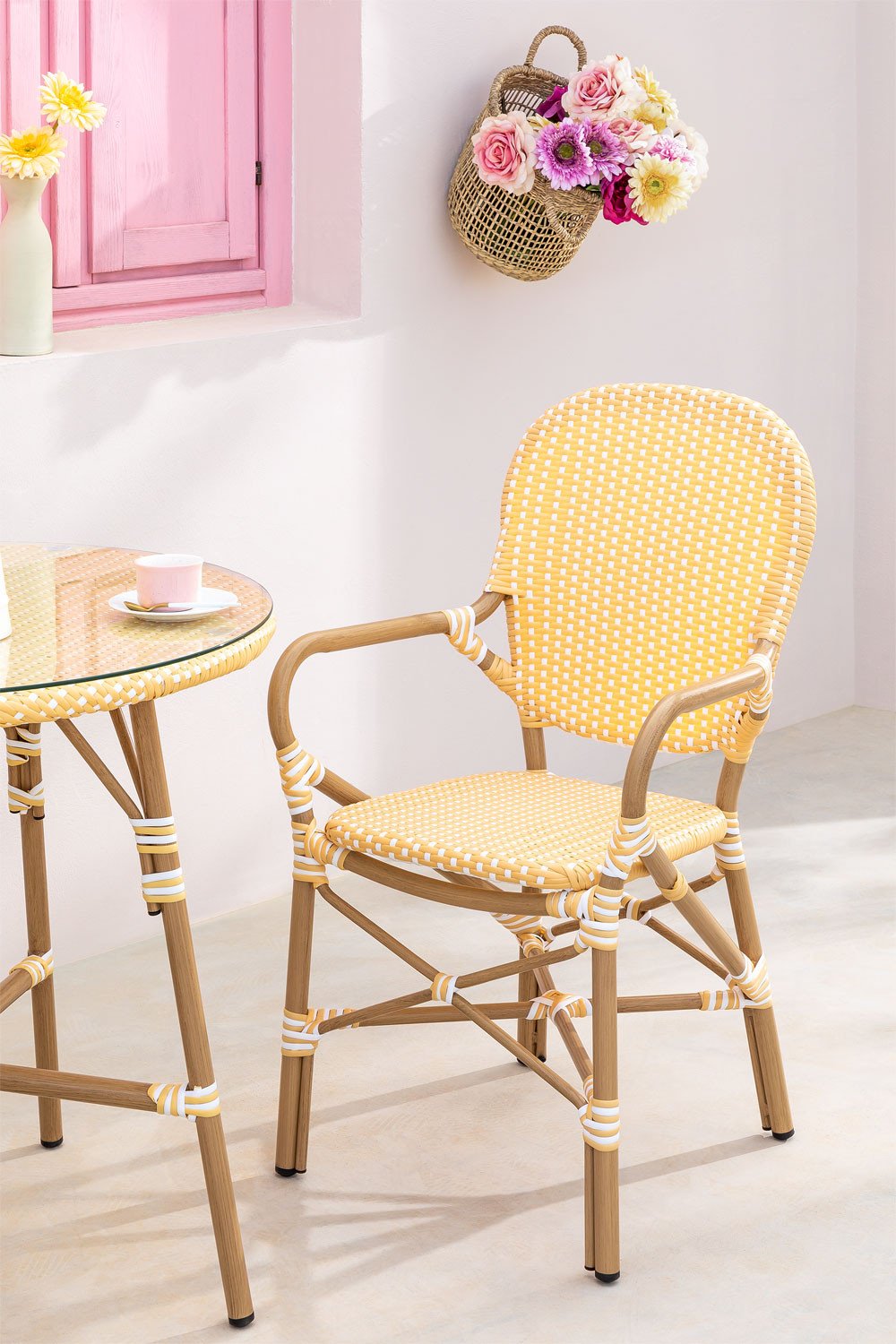 Yellow wicker chair new arrivals