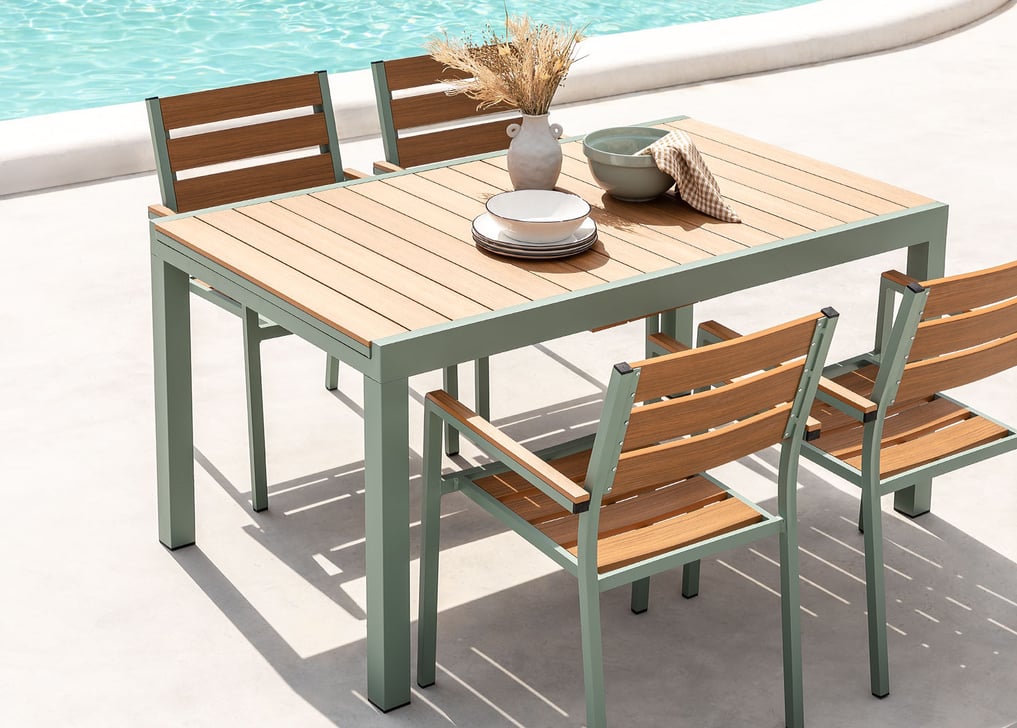 Extendable Table Set (150-197x90 cm) & 4 Garden Chairs Saura , gallery image 1