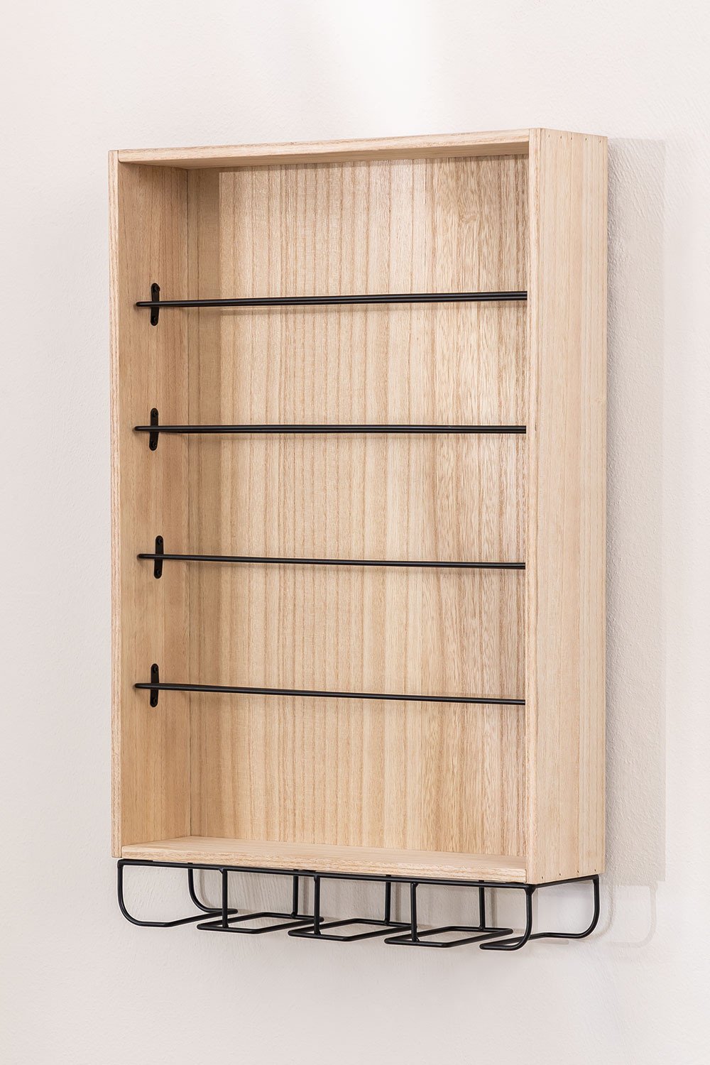 Wall Mounted Wine Rack for 4 Bottles with Cup Holder Roynan, gallery image 2