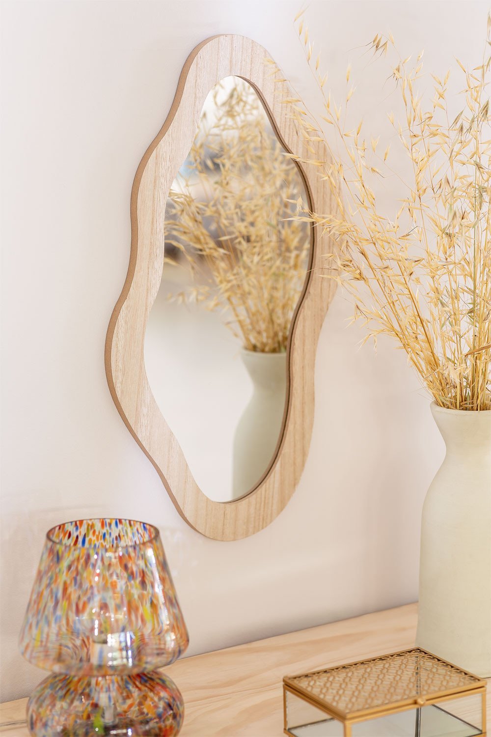 Wall Mirror in Natural Fido MDF, gallery image 1
