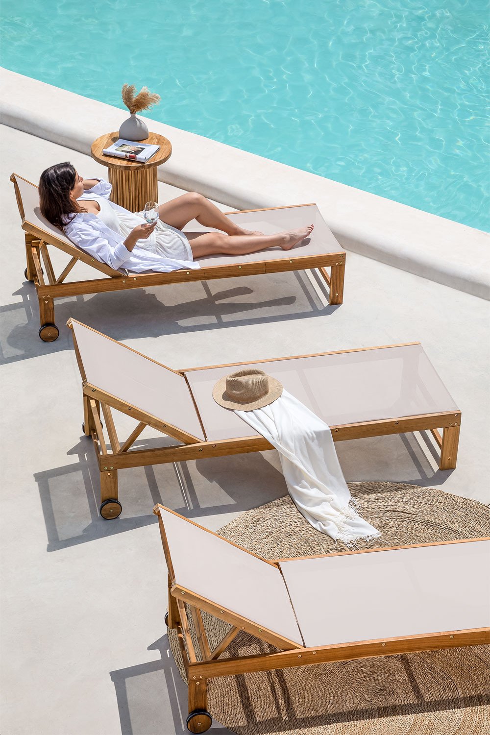 Reclinable Wooden Lounger Valerys, gallery image 1