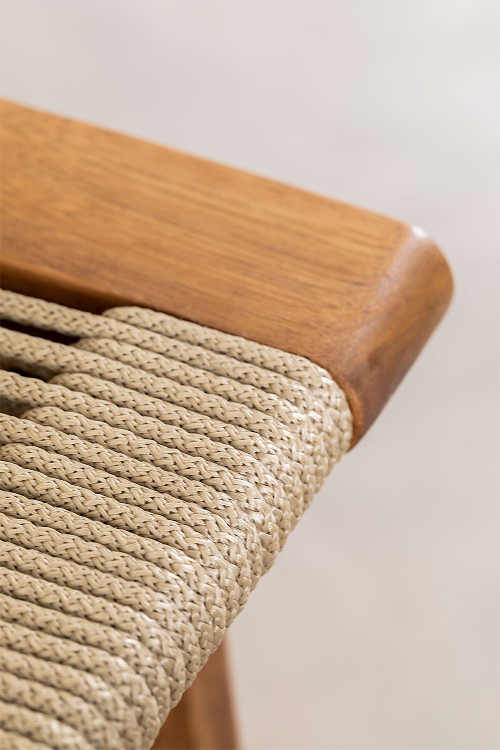 High stool 65 cm in acacia wood and braided rope Tenay, gallery image 6