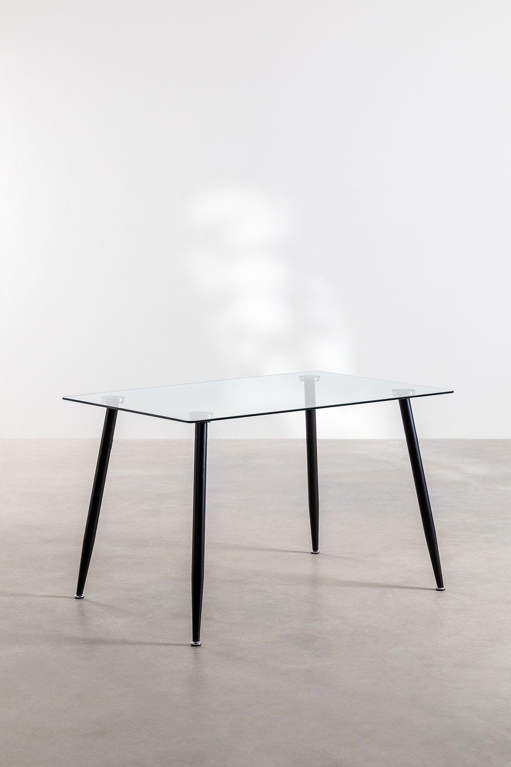 Rectangular Dining Table in Glass and Steel (120x80 cm) Lahs Style SKLUM