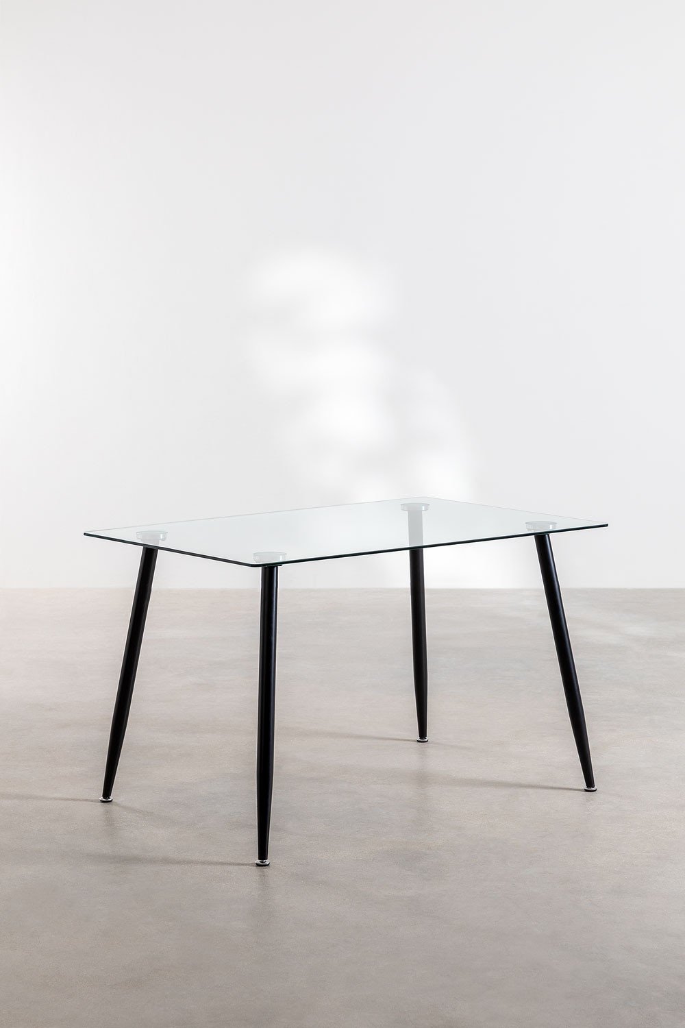 Rectangular Dining Table in Glass and Steel (120x80 cm) Lahs Style, gallery image 1