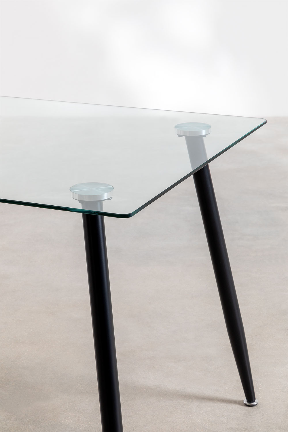 Rectangular Dining Table in Glass and Steel (120x80 cm) Lahs Style SKLUM