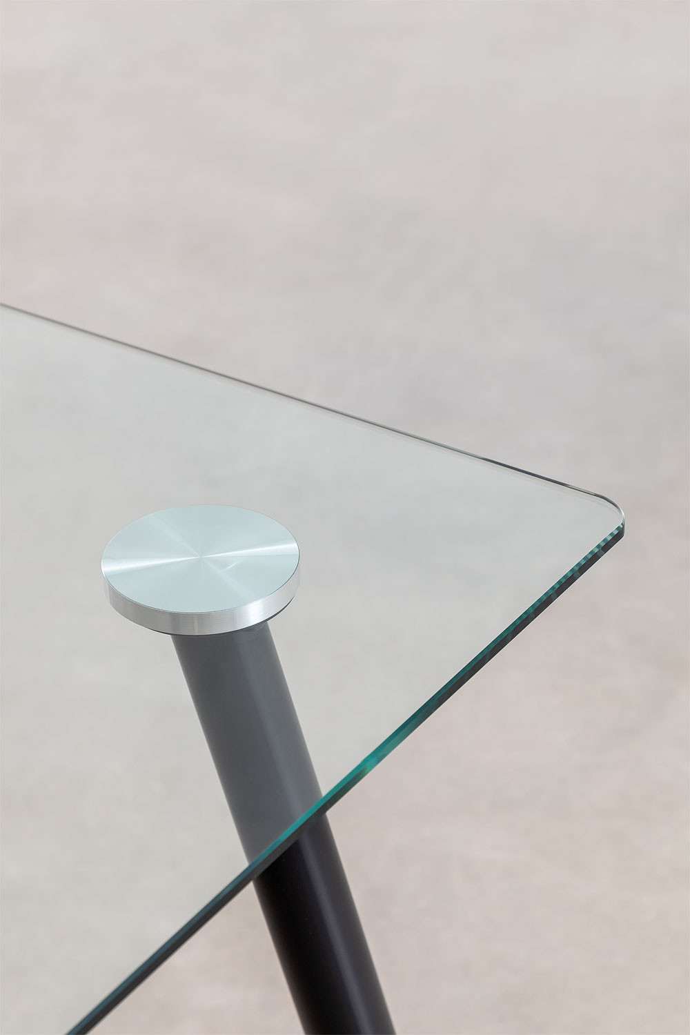 Rectangular Dining Table in Glass and Steel (120x80 cm) Lahs Style SKLUM