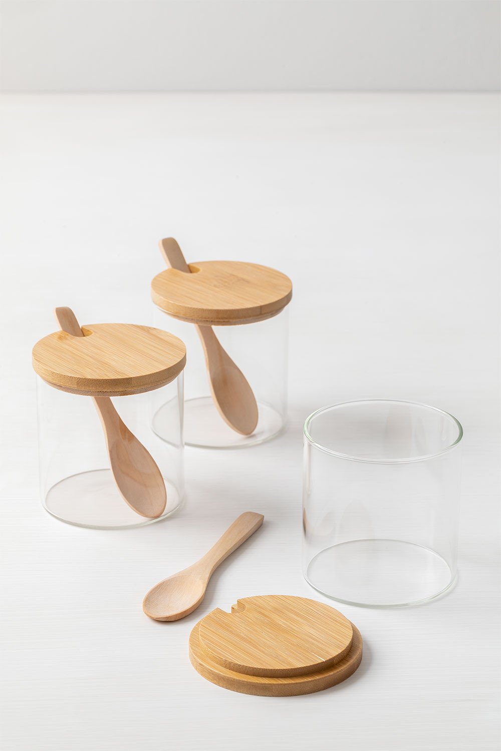 Set of 3 Glass Spice Jars with Spoon Abdon, gallery image 4