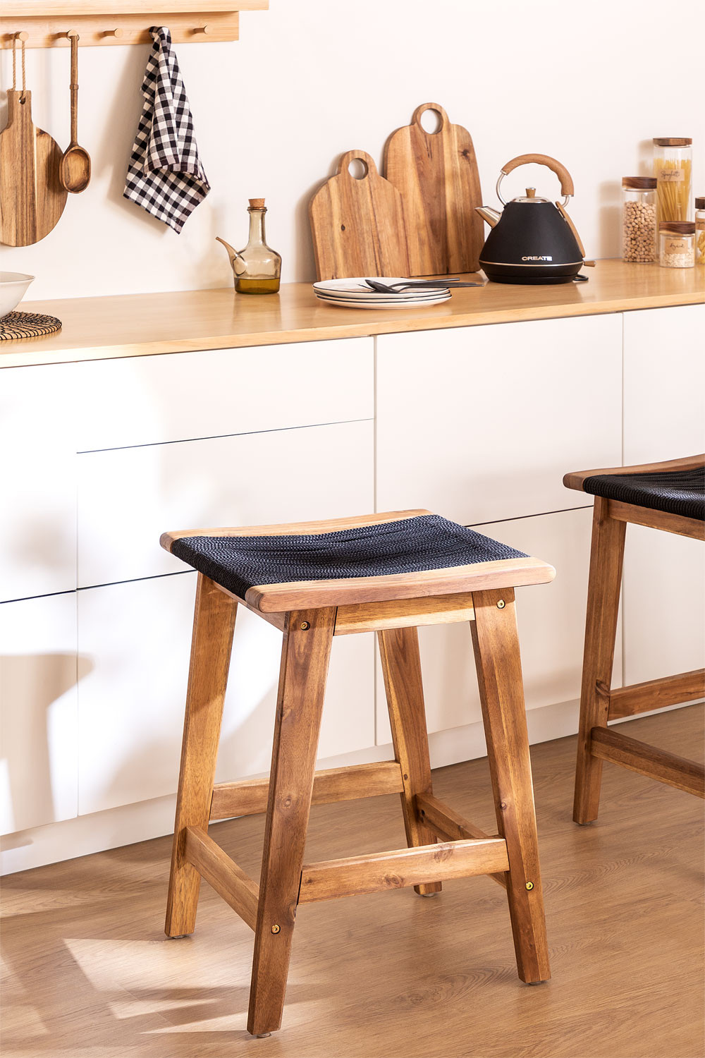 Wooden High Stool 65 cm Tenay