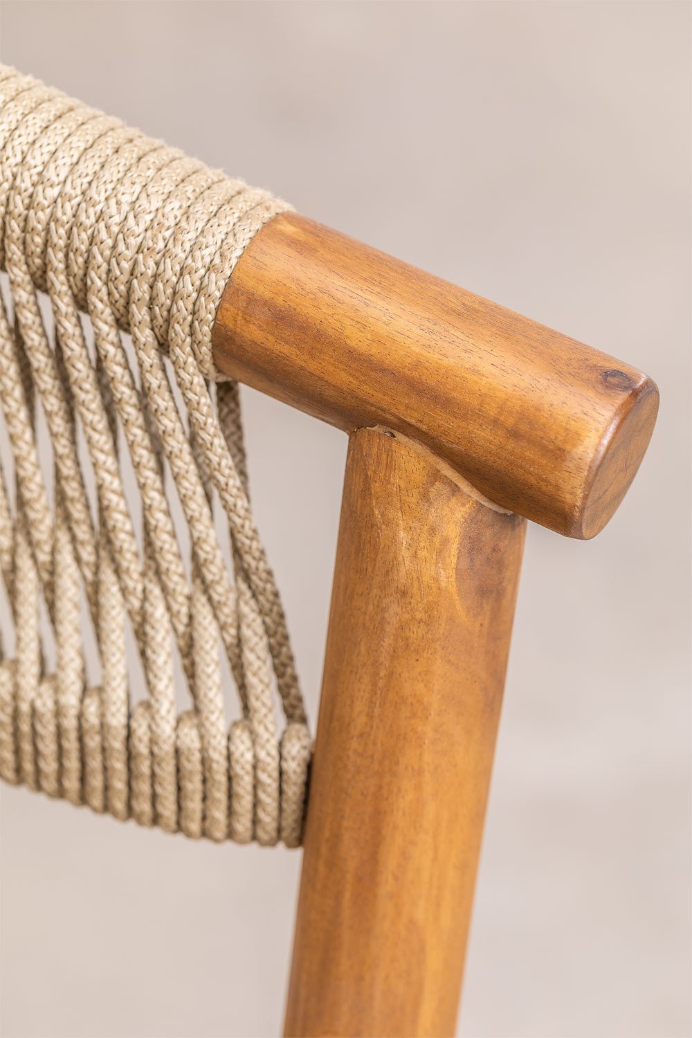 Pack of 2 dining chairs with armrests in acacia wood and braided rope Tenay Classic, gallery image 6