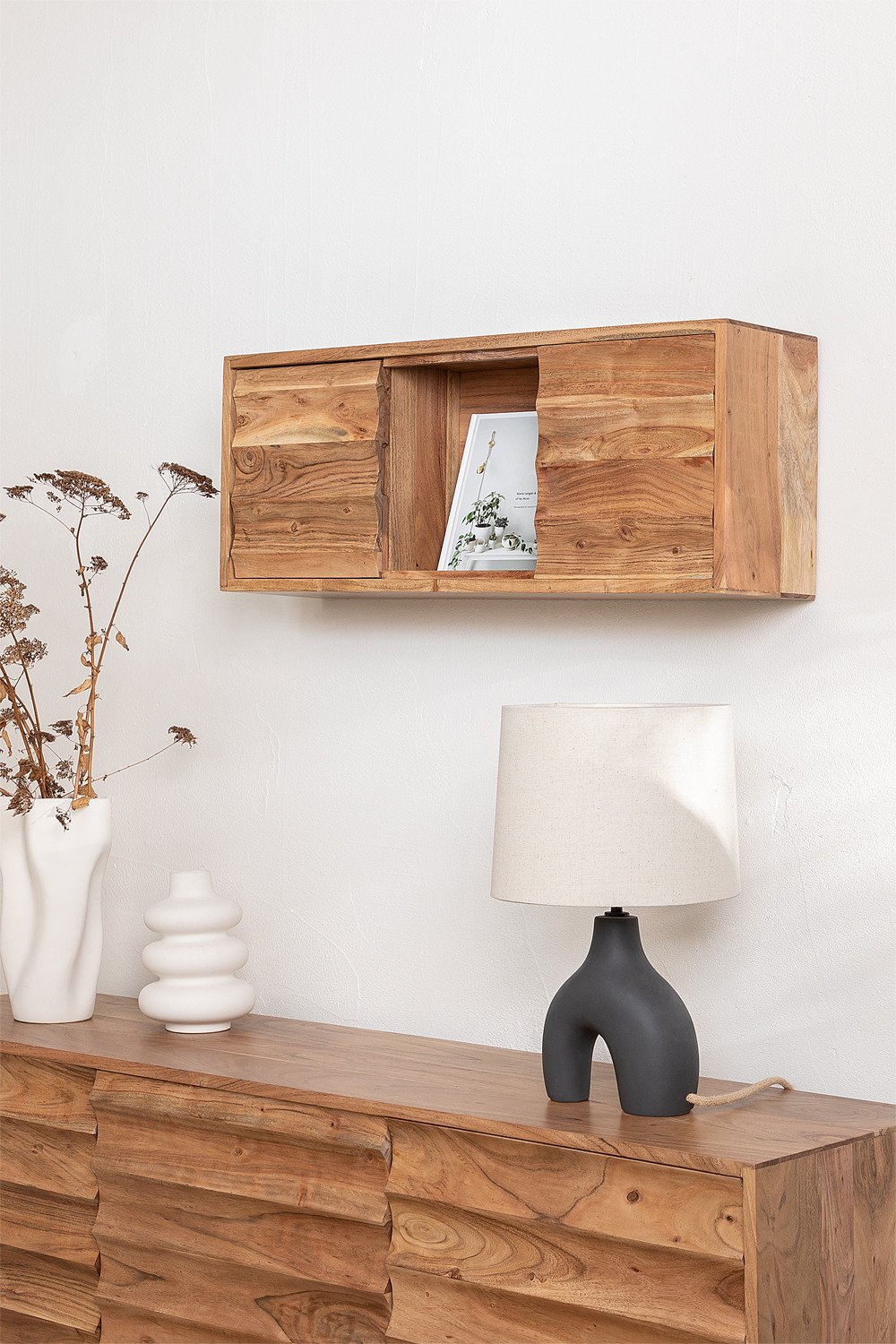 Wooden wall store shelf for tv