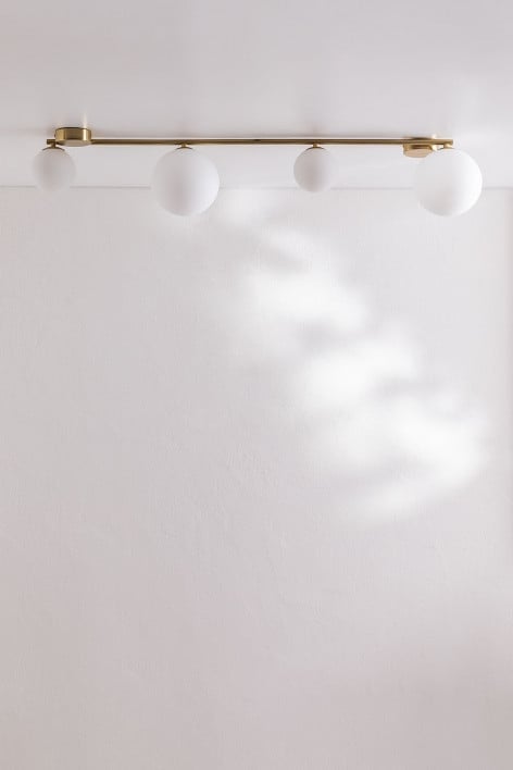 Iron ceiling light with 4 Uvol glass balls