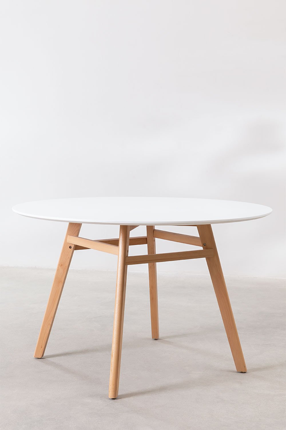 Round Dining Table in MDF and Beech Wood Scand Nordic, gallery image 3
