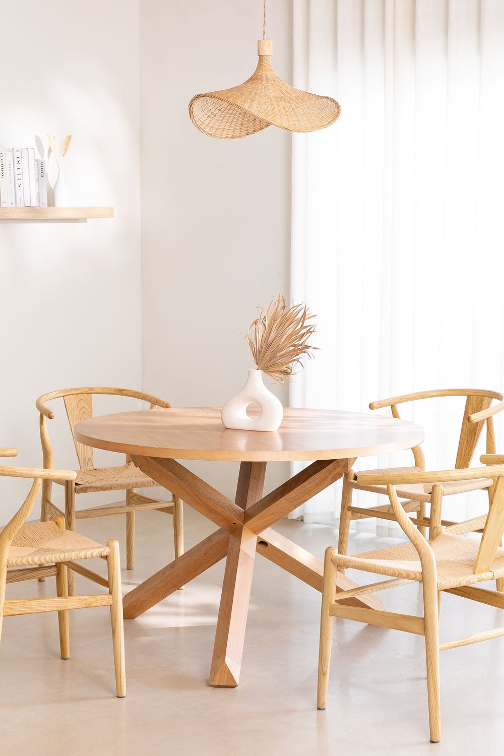 Round Dining Table in MDF and Wood (Ø120 cm) Mieren, gallery image 1