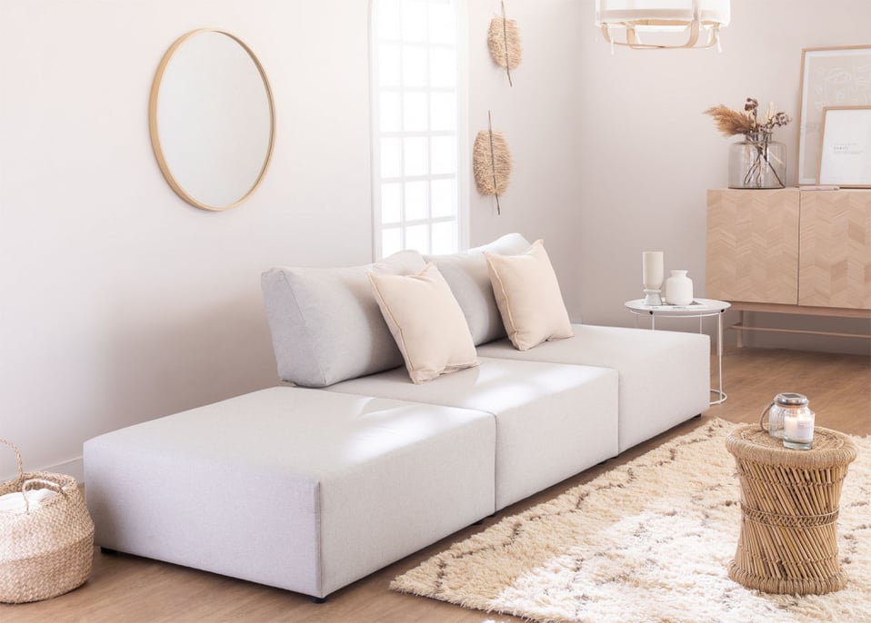 2-Piece Modular Sofa with Puff Kata Essentials 
