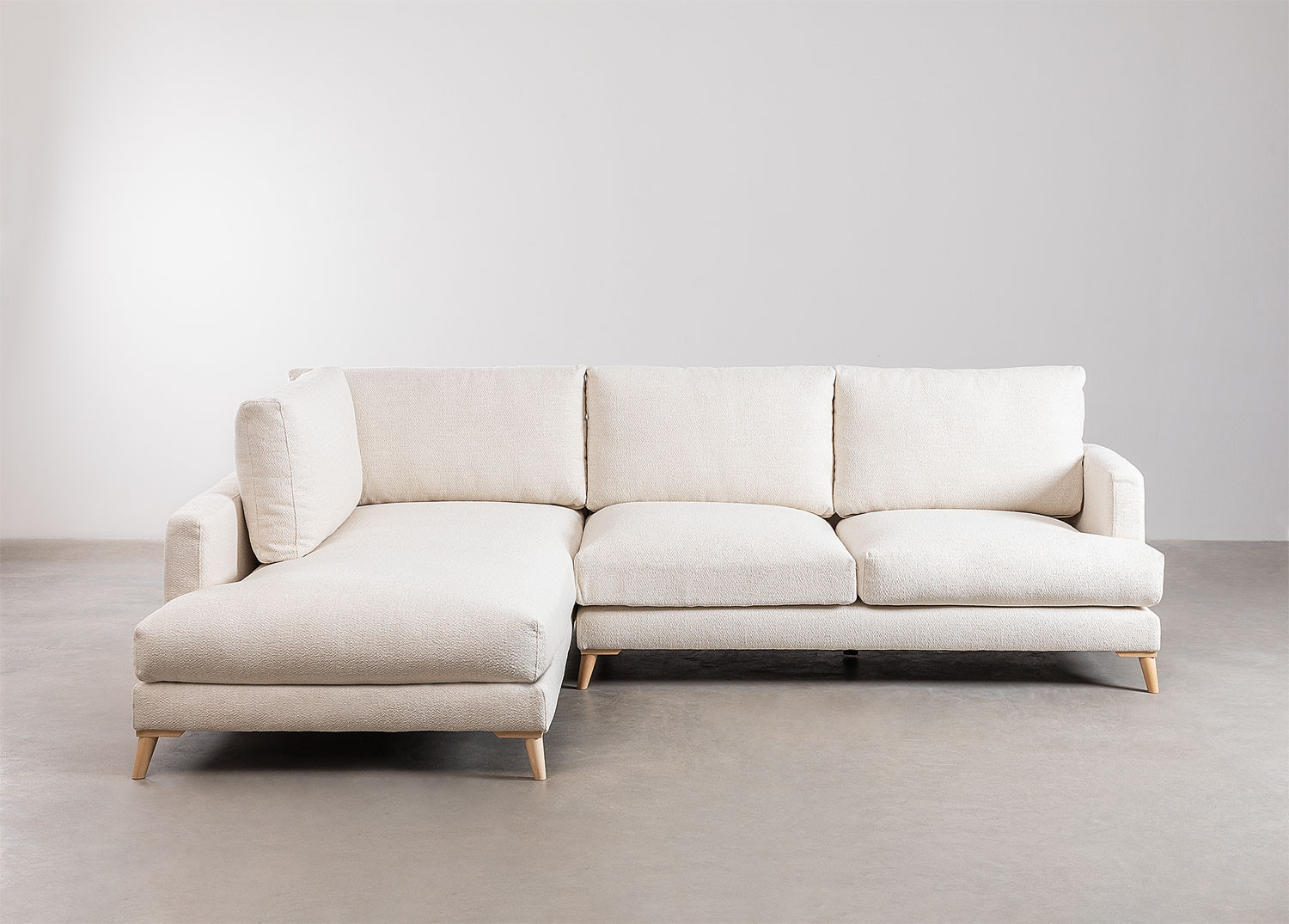 4Seater Chaise Longue Sofa in Chenille Saryx Essentials SKLUM