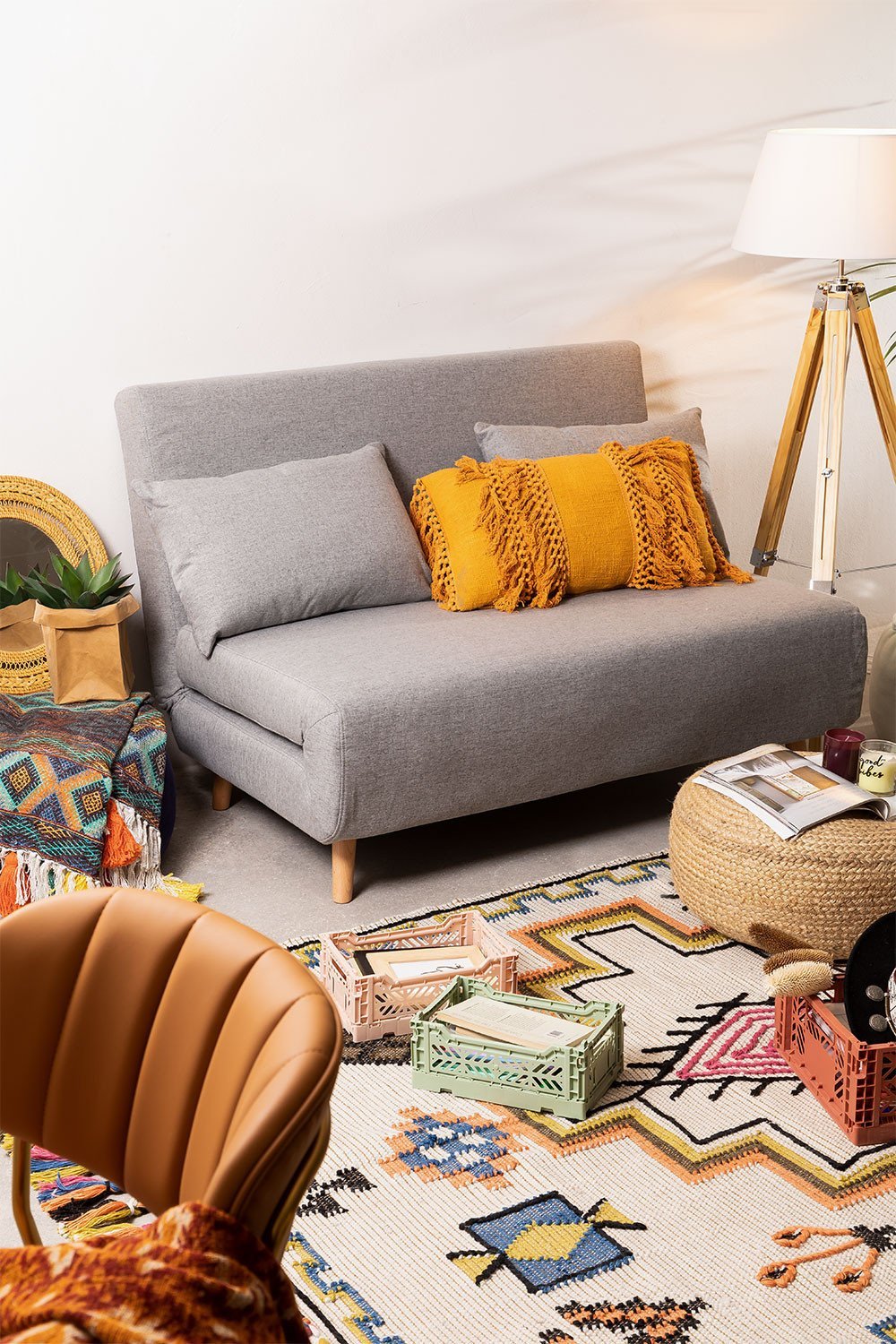 2 Seater Fabric Sofa Bed Elen Essentials, gallery image 1