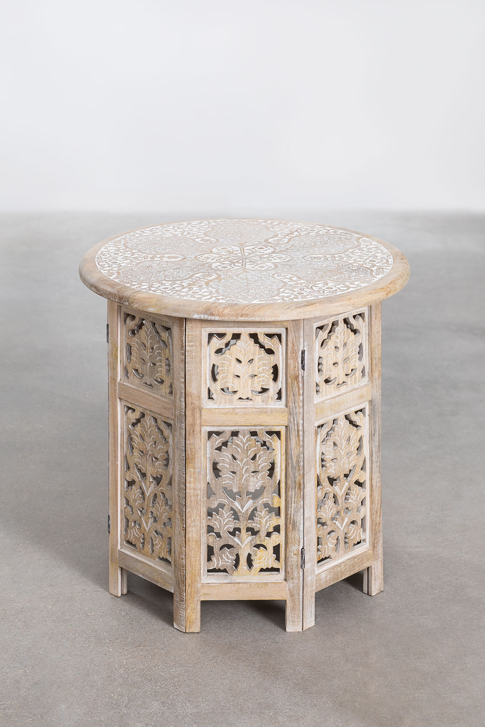 Carved mango deals wood side table