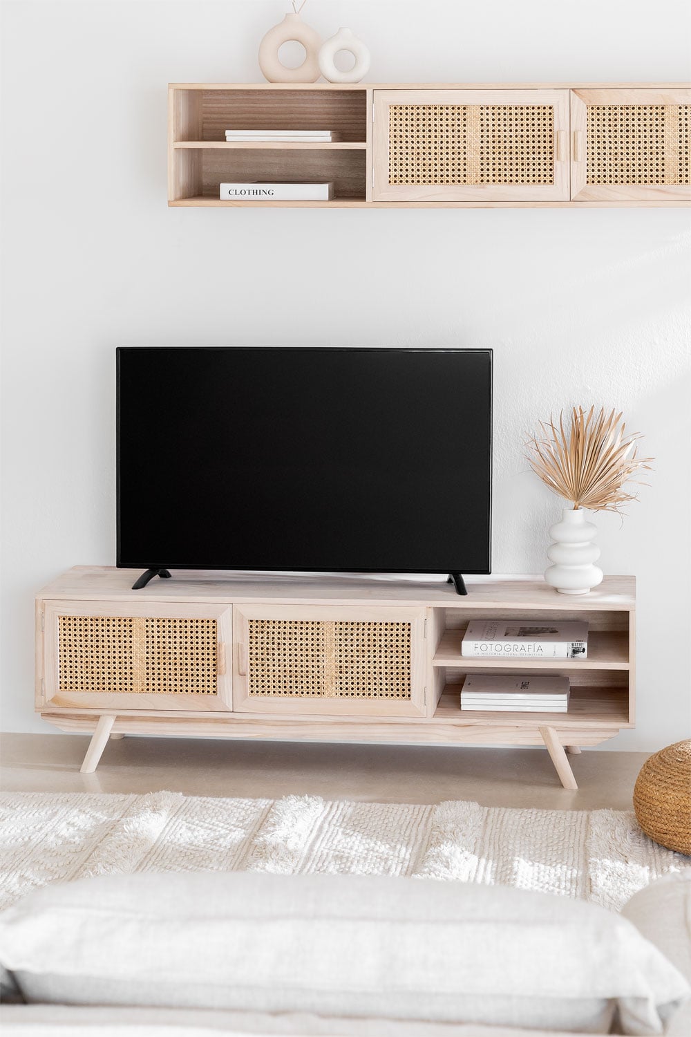 Ralik wooden TV cabinet 150x40 cm - SKLUM