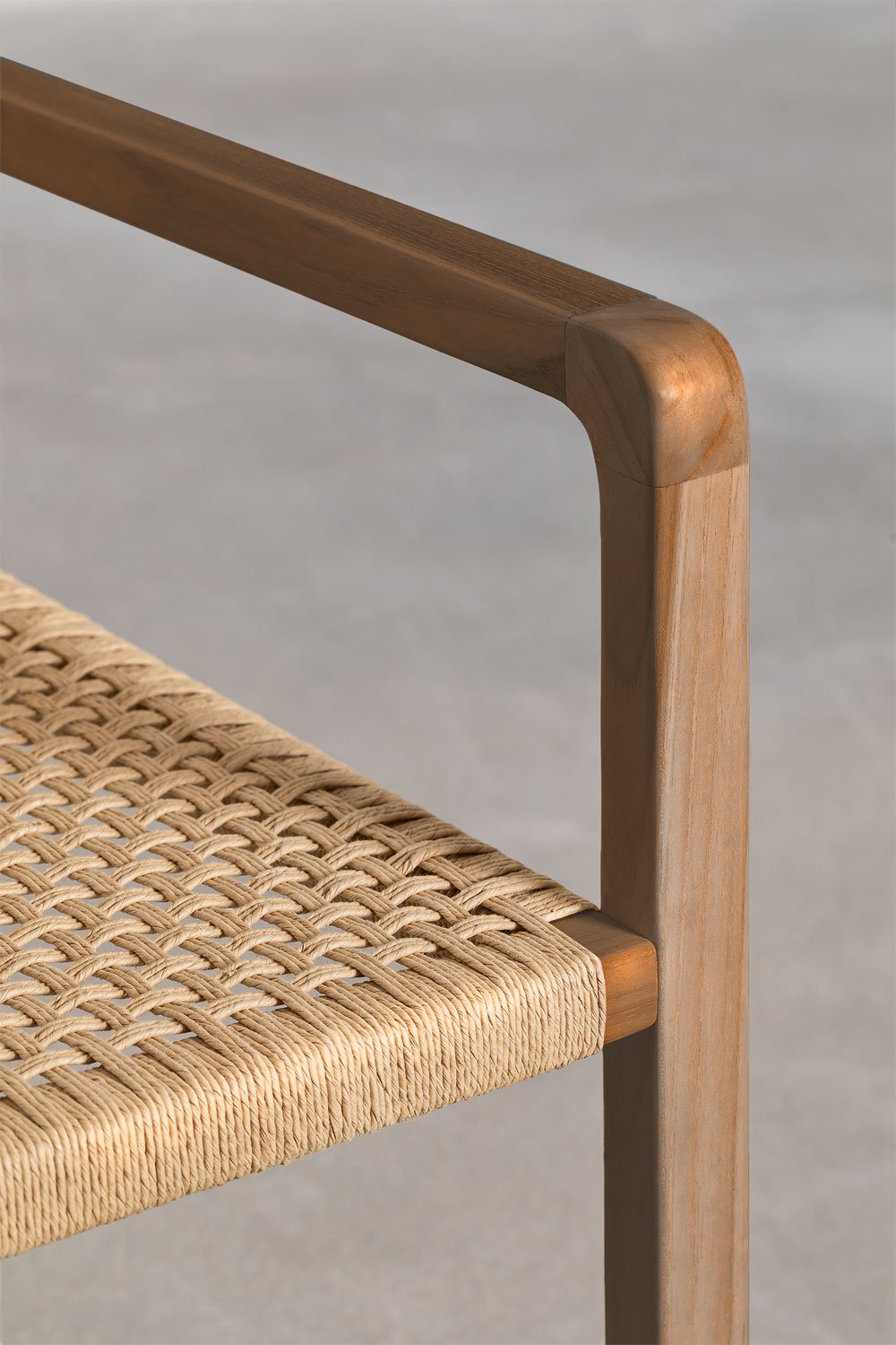 Dining chair with armrests in teak wood Monsxau, gallery image 6