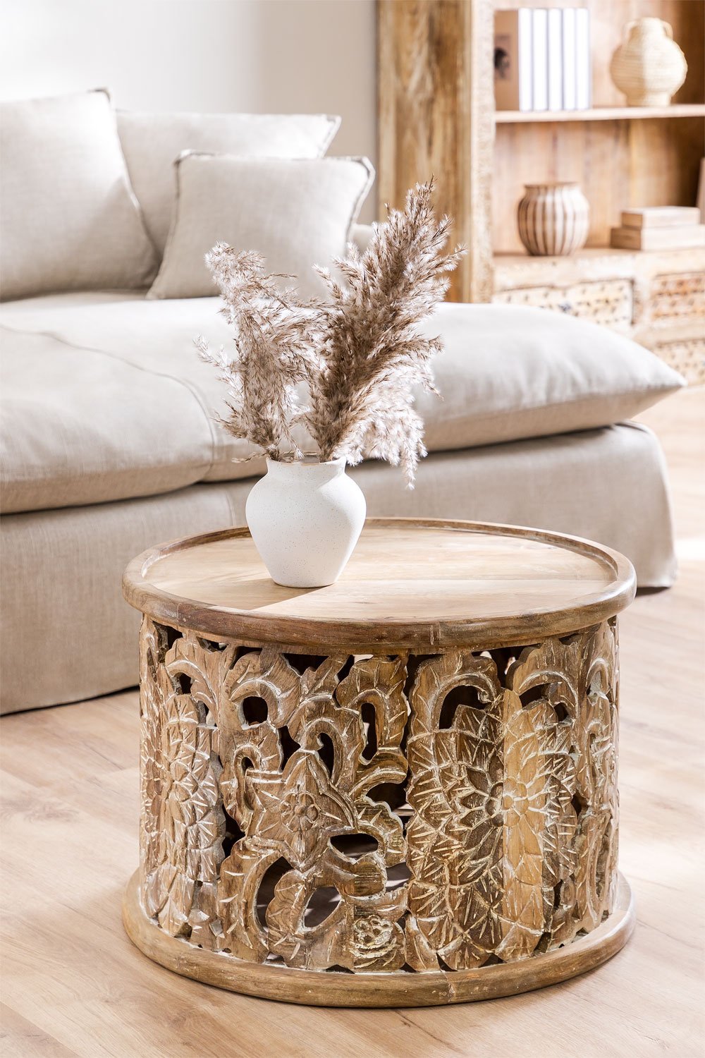 Round Mango Wood Coffee Table Adriel, gallery image 1