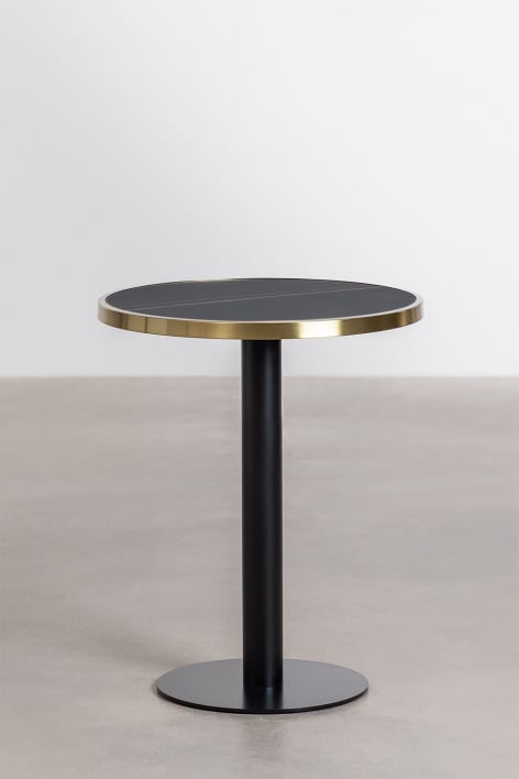 Round Bar Table in Stoneware (Ø60 cm) Amaretto