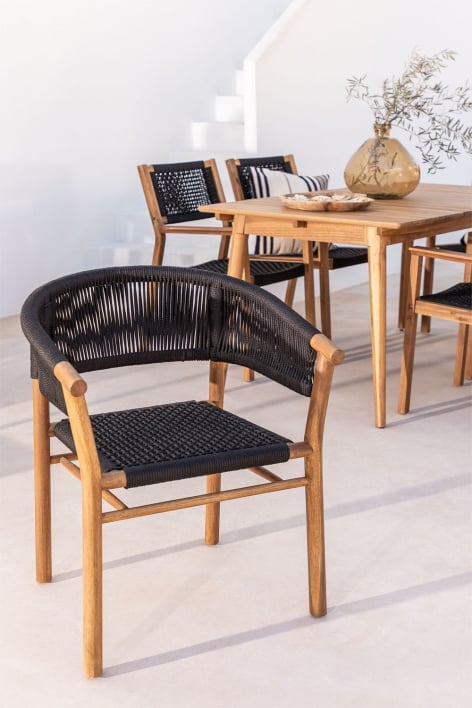 Wooden Garden Chair with Armrests Deila
