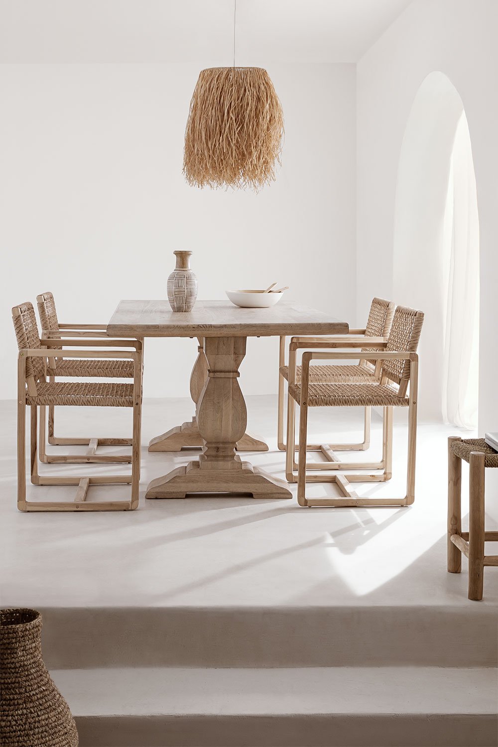 Mango Wood Rectangular Dining Table Sanzia (180x100cm), gallery image 1
