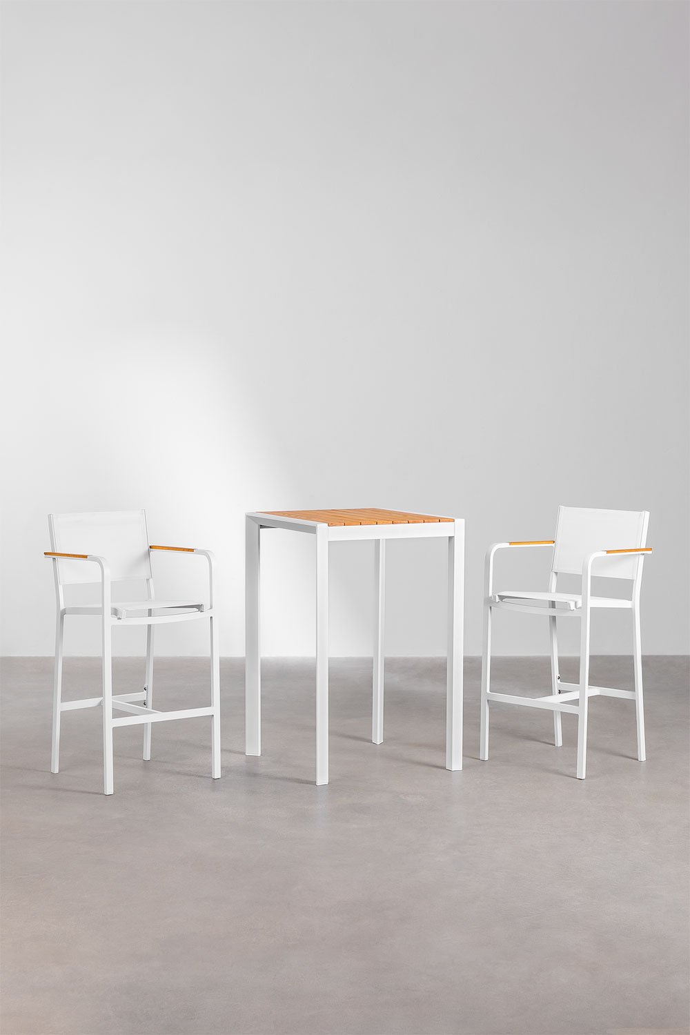 Square High Table & 2 Bar High Stools Set Archer SKLUM