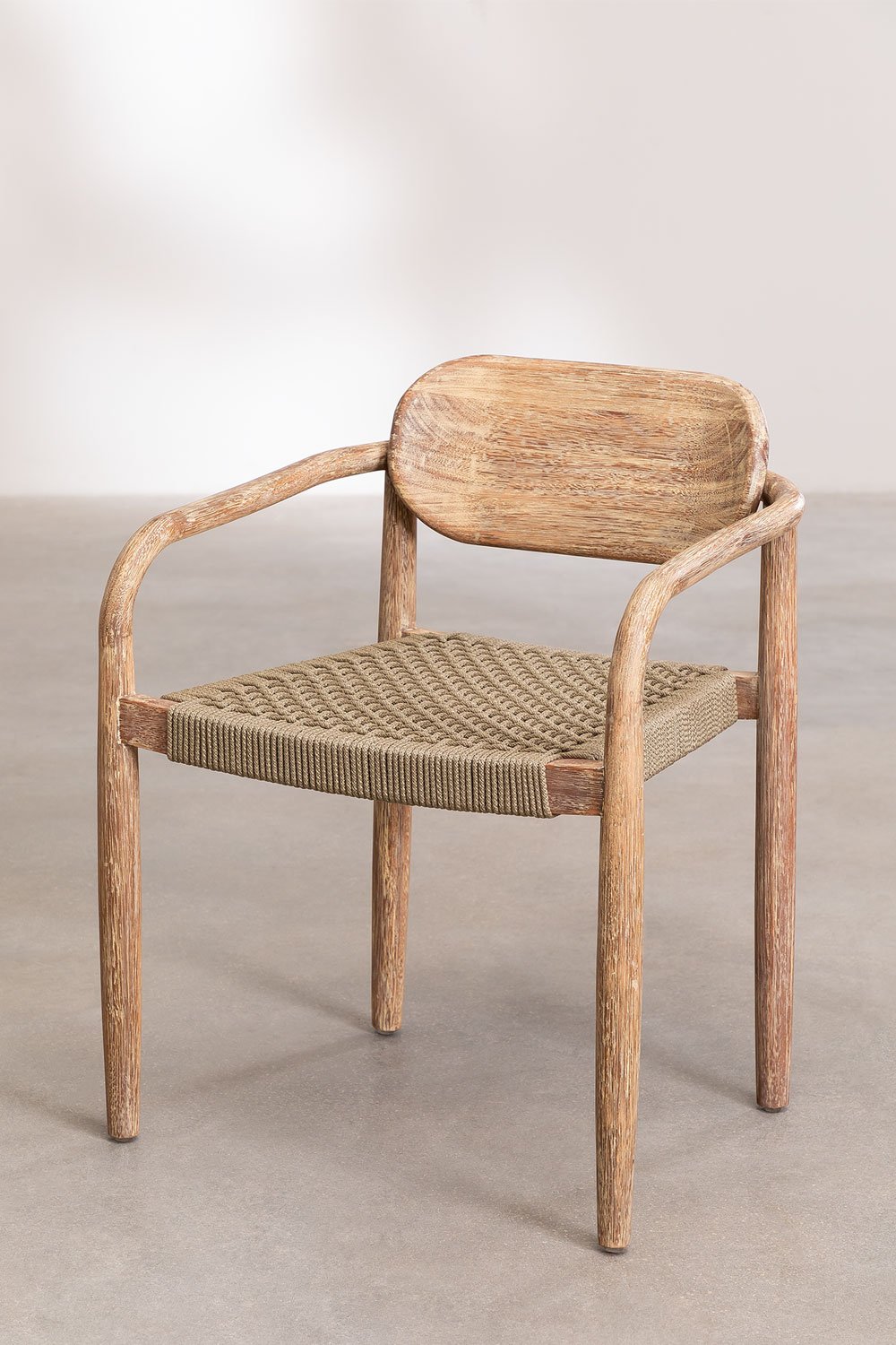 Round Table Set (Ø120 cm) and 6 Dining Chairs with Armrests in Wood Naele, gallery image 6