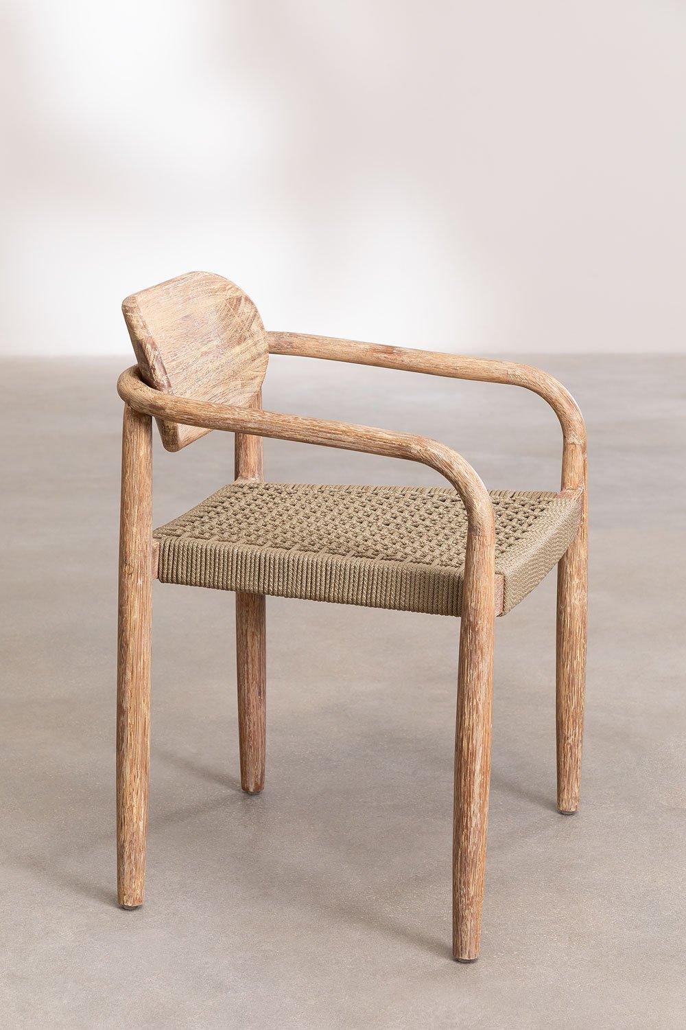 Round Table Set (Ø100 cm) and 4 Dining Chairs with Armrests in Wood Naele, gallery image 7