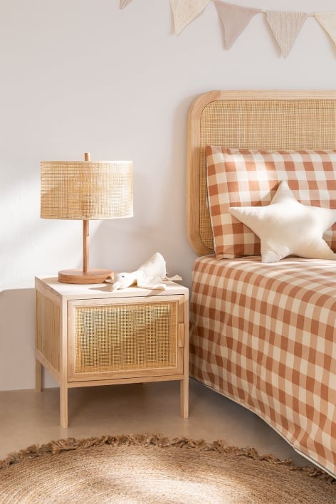 Reyna Natural Kids rattan and wood nightstand